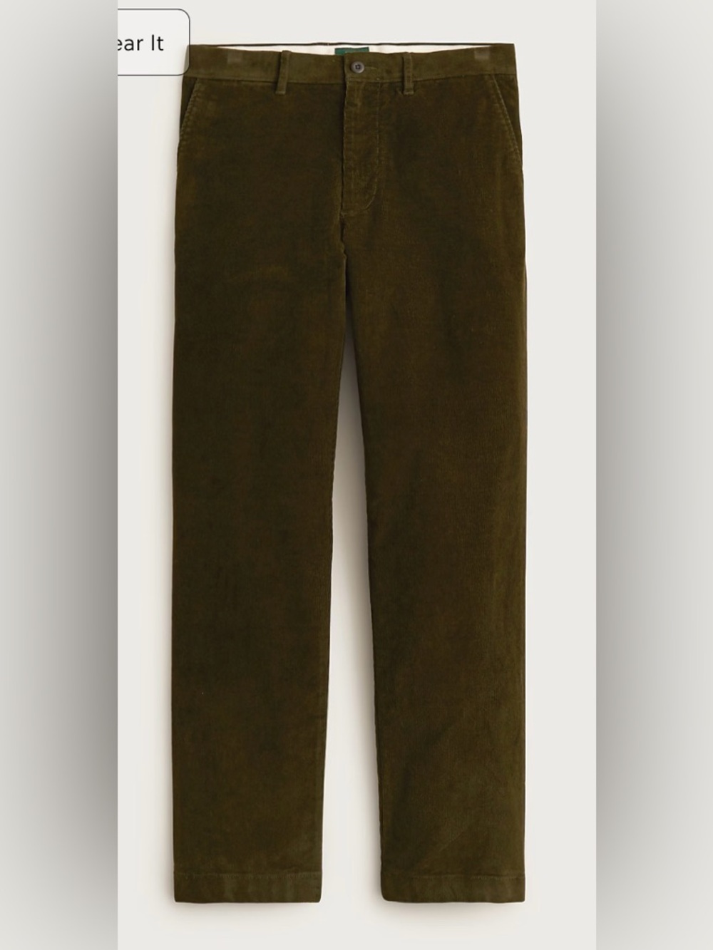 J.Crew Broken-in Straight pant in stretch corduroy in woodland olive